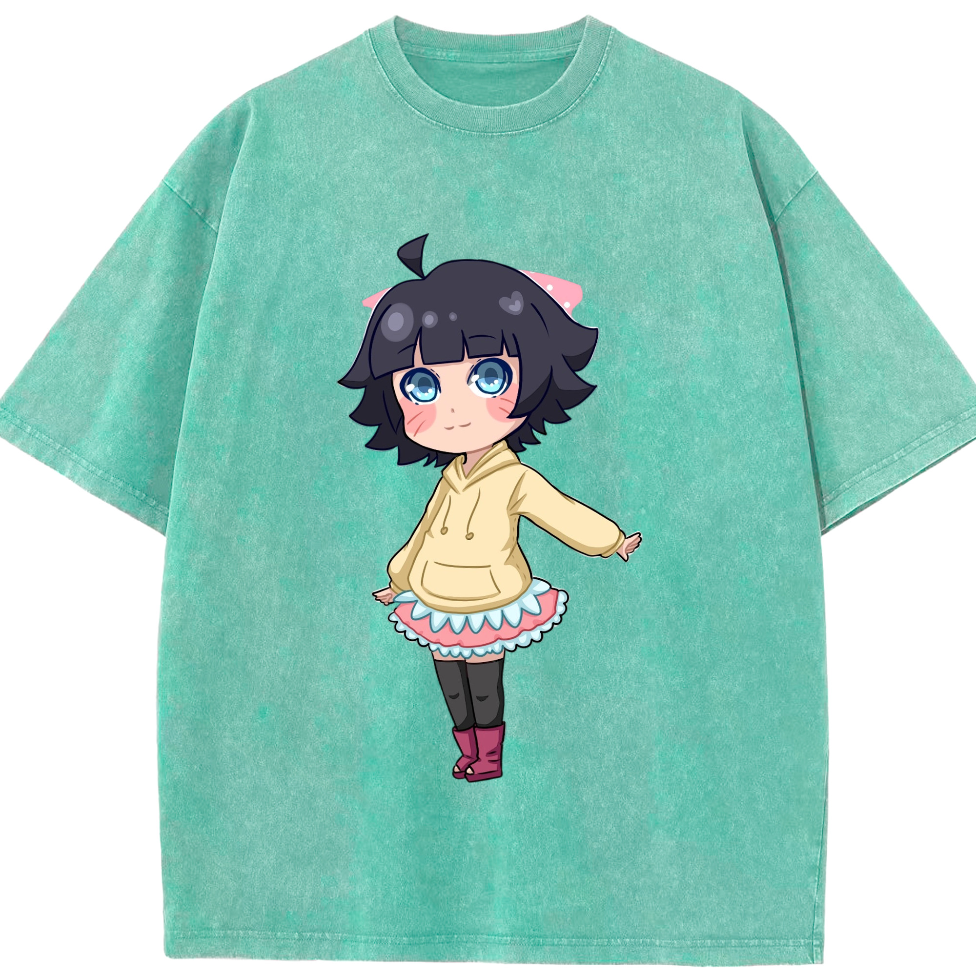 （画像用） NARUTO -ナルト- うずまき ヒマワリ Uzumaki Himawari 綿100% ヴィンテージ風 半袖Tシャツ（フロントプリント）